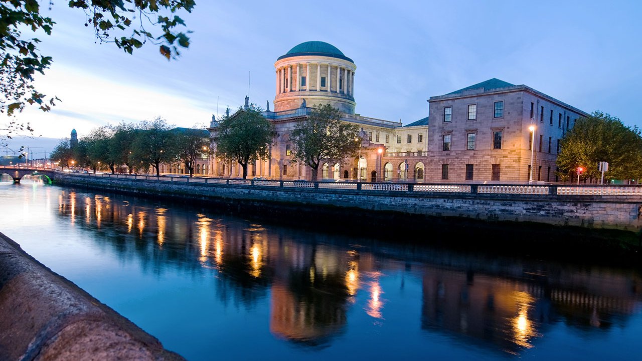 Dublin city skyline from the Liffey river