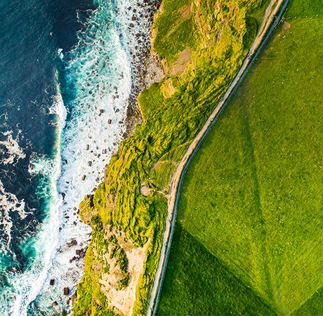 coast with seas and beach from above