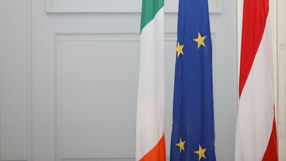flags of Ireland Europe and Austria