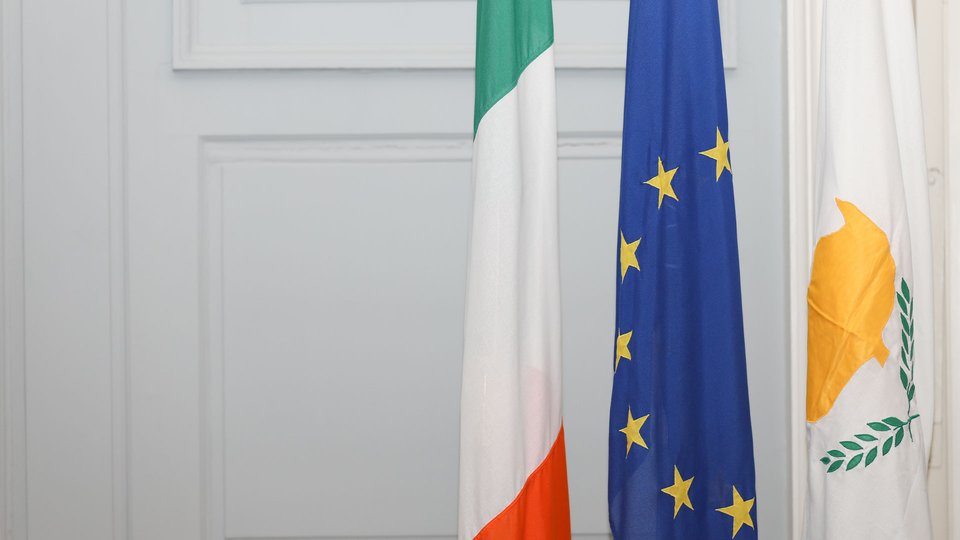 Ireland, EU and Cyprus flag