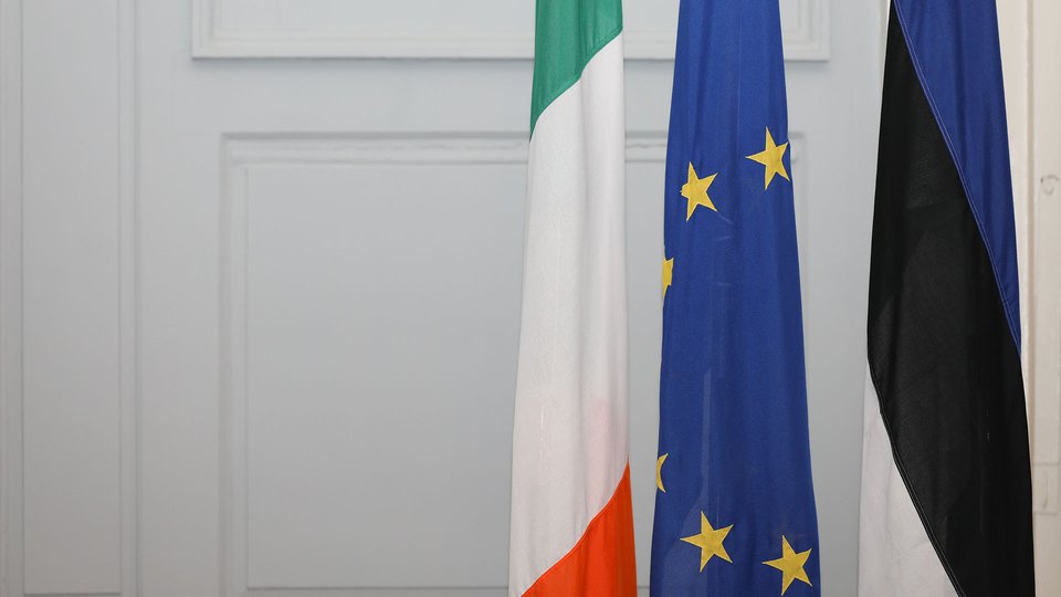 Irish, EU and Estonian Flag