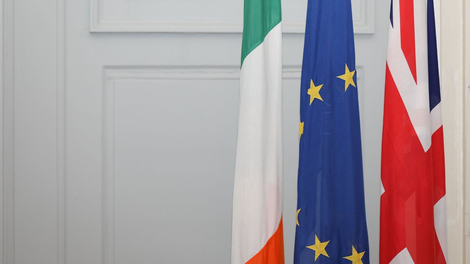 Flags of Ireland, EU and Great Britain