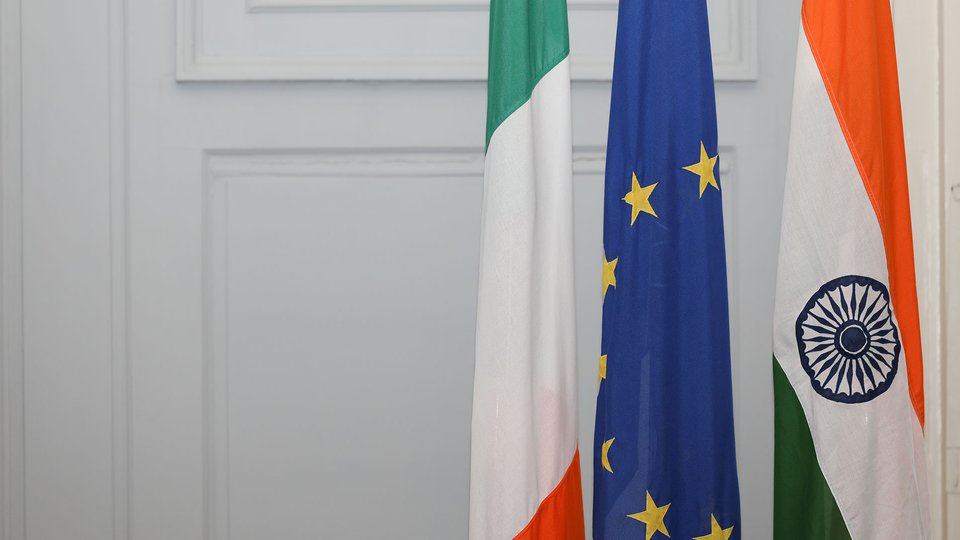 Irish, EU and Indian flags