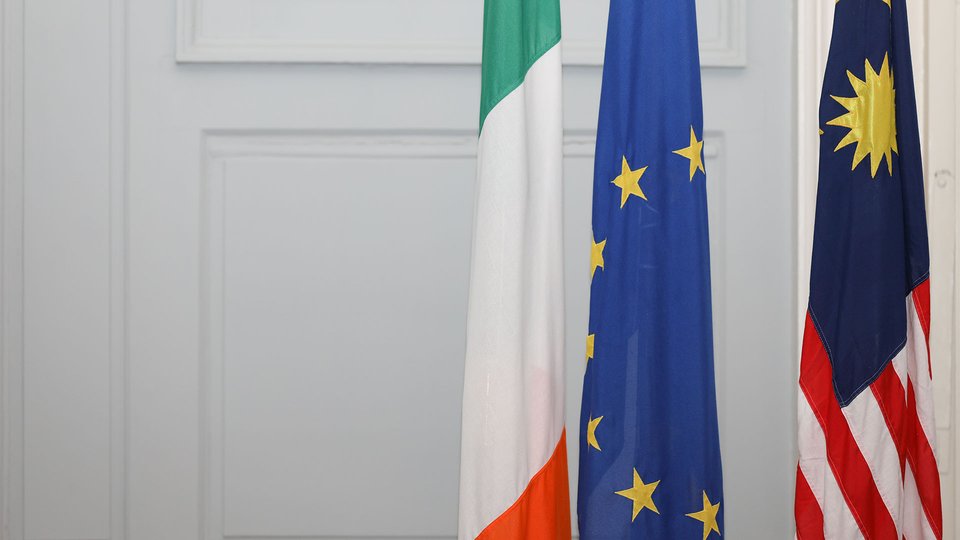 Irish, EU and Malaysian Flags together