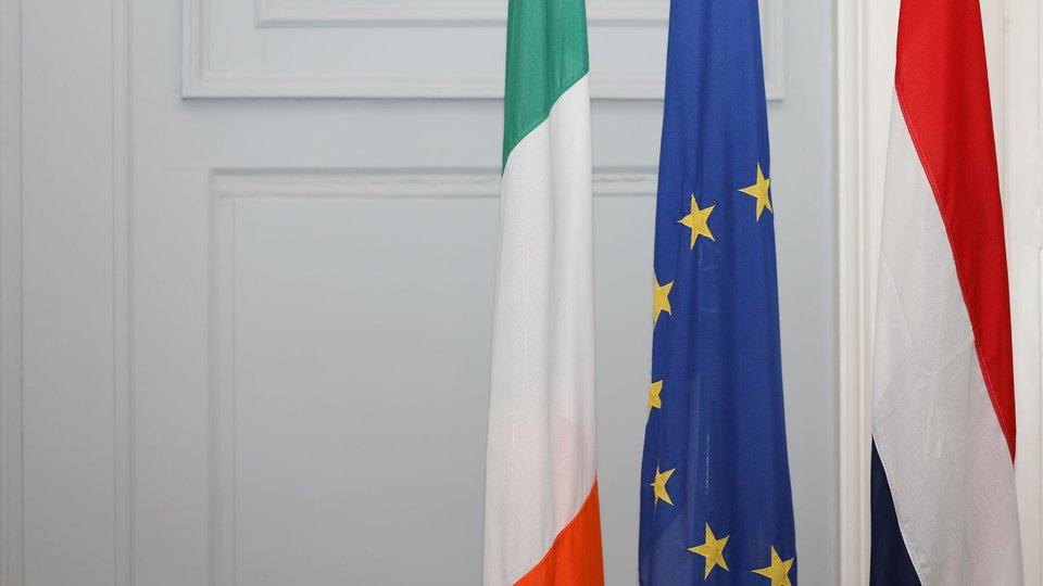 Irish, EU and The Netherlands flags