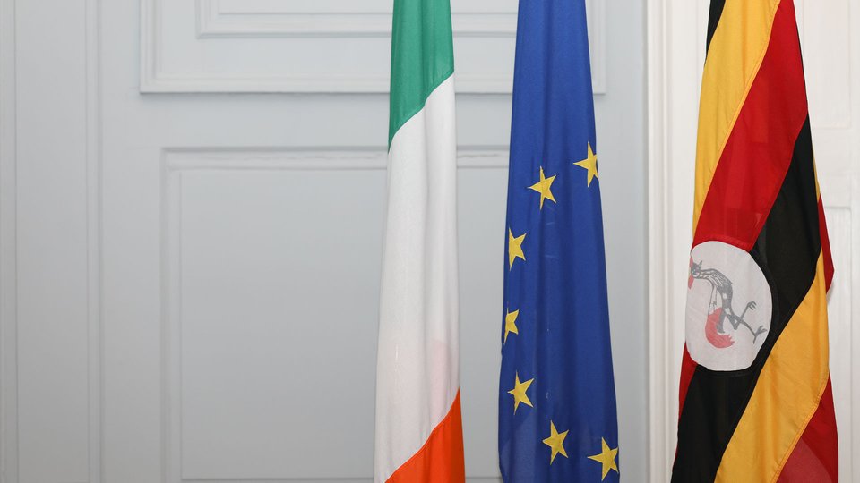 The Irish, European and Ugandan Flag
