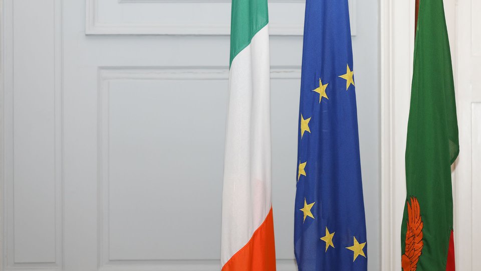 Flags of Ireland, EU and Zambia