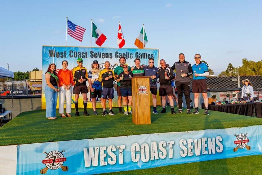 The Consulate General at the West Coast Sevens Tournament beside the winners of the tournament