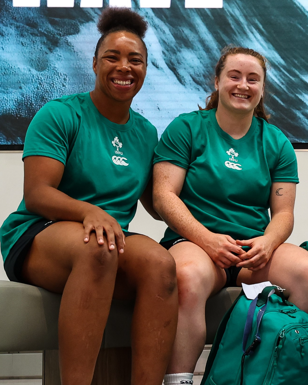 Two Irish rugby players in their kits