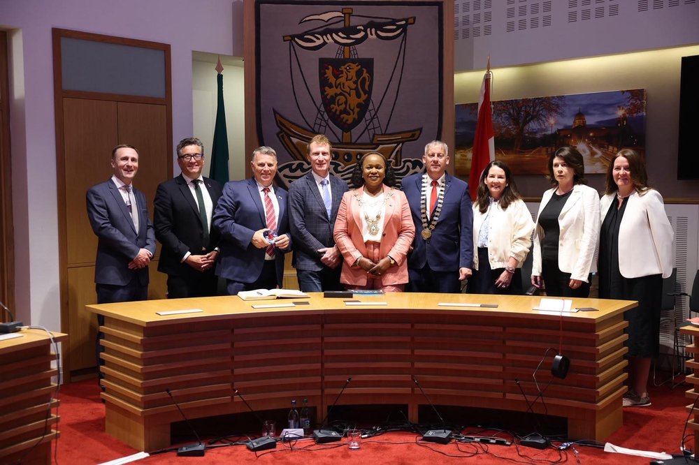 Galway city council around council desk