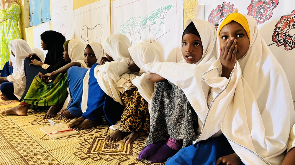 Girls in the class in Diilin Primary School, Nugal region, Puntland State, Somalia.
