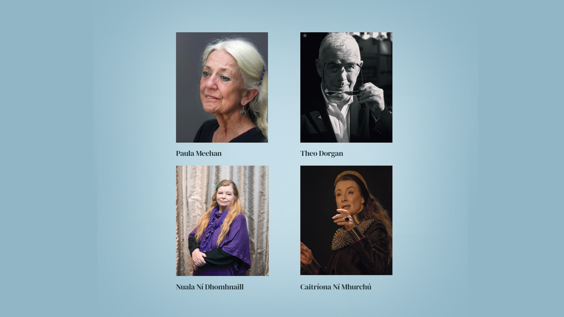 Collage of four contemporary Irish/Greek poets, writers and actors
