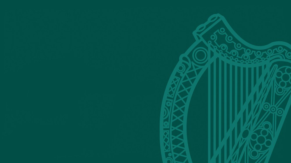 Government of Ireland harp on a green background