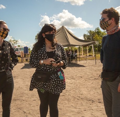 Head of Office Aoife Murphy, pictured in the field with Senior Advisor to the Peace Process, Neha Sanghrajka and the UN Secretary-General’s Personal Envoy for Mozambique, Mirko Manzoni