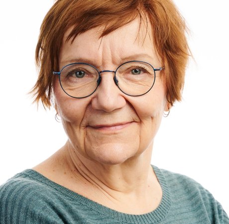 Woman wearing glasses smiling