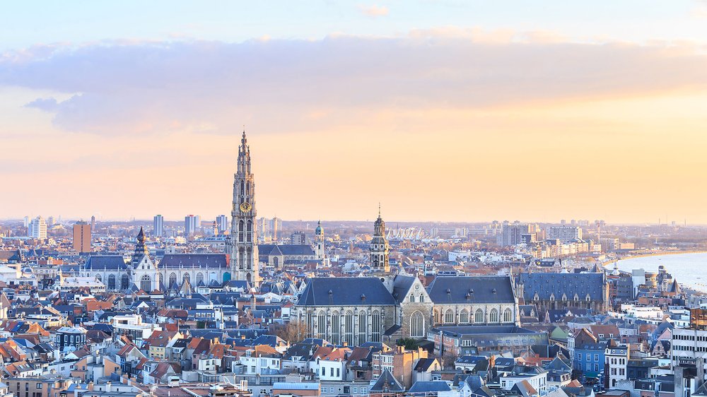 Skyline of Brussels at dawn