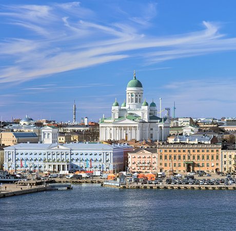 View of Helsinki skyline on sunny day