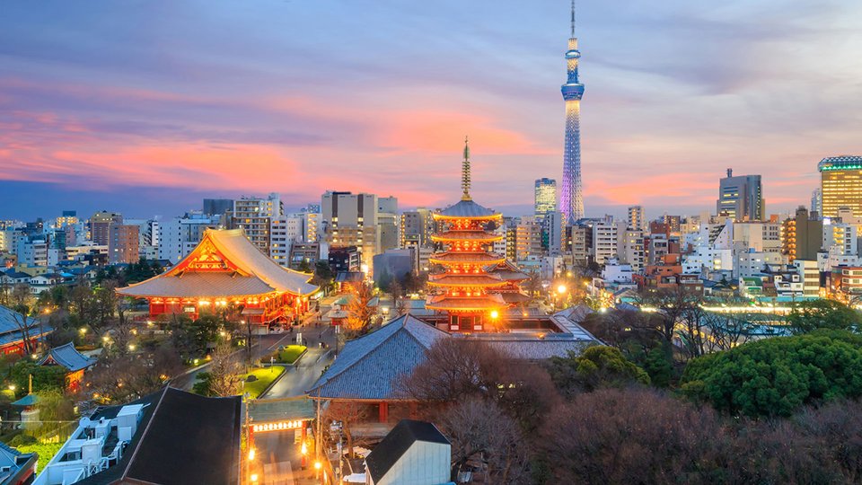 View of Tokyo skyline at dusk