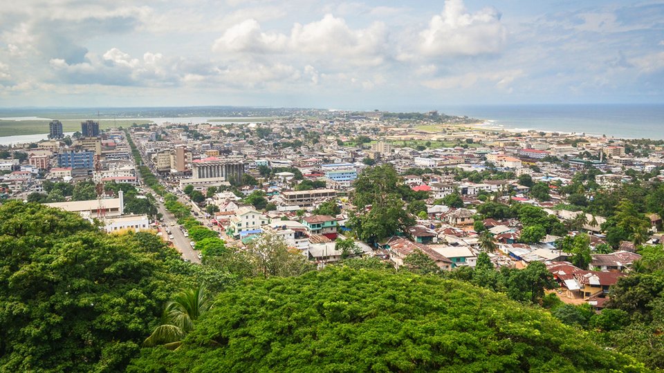 Skyline of Monrovia on a cloudy day
