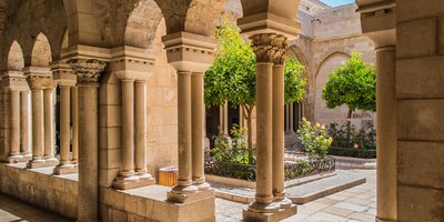 View of the columns at Nativity Church in Ramallah.