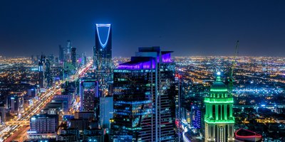 View of the exterior gate to the Embassy of Ireland in Saudi Arabia.
