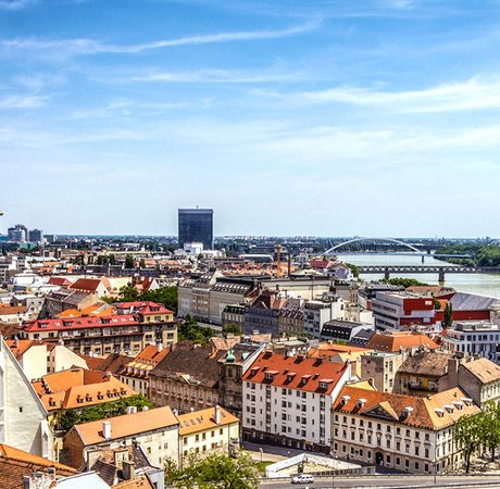 View of skyline of Bratislava on a sunny day