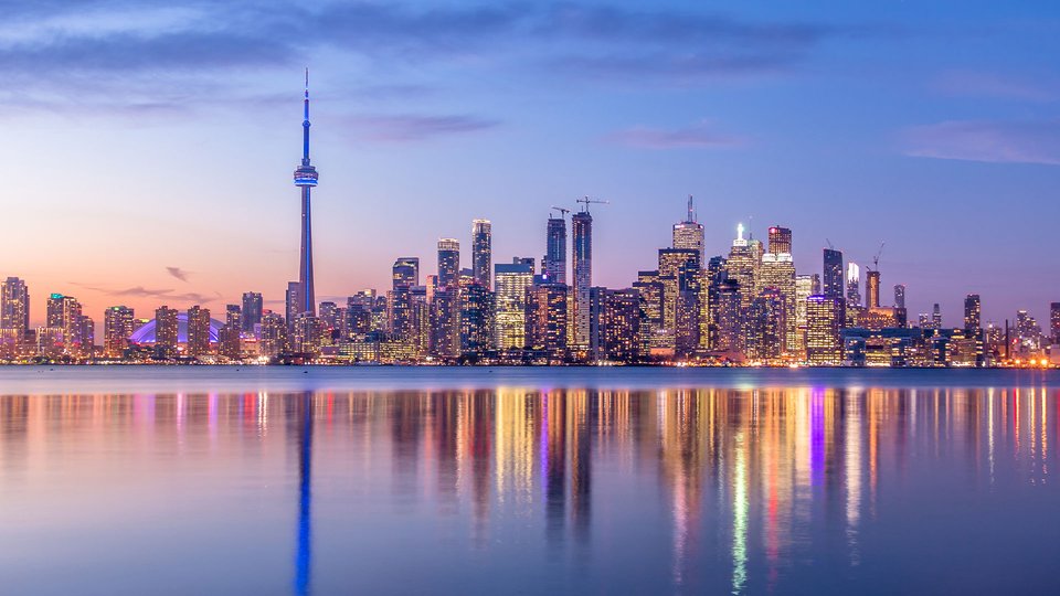 Toronto skyline at dusk