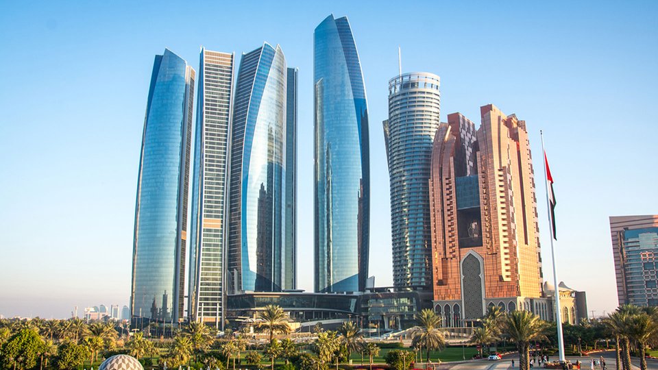 View of the skyline of skyscrapers in Abu Dhabi.