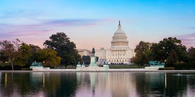 View of The Capitol building in Washington DC at sunrise
