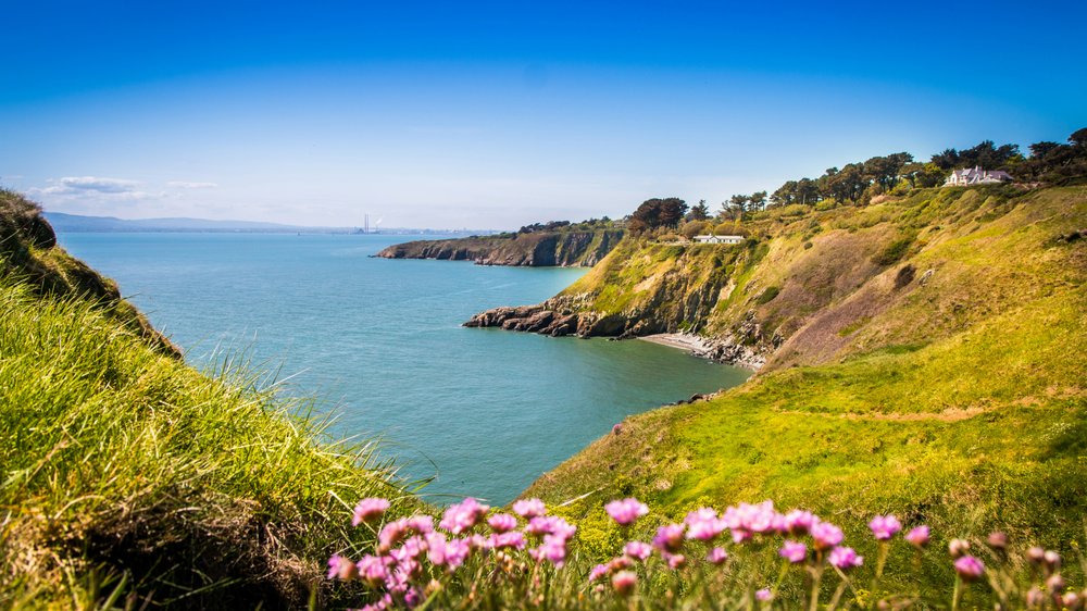 View of the Howth cliffs on a sunny day