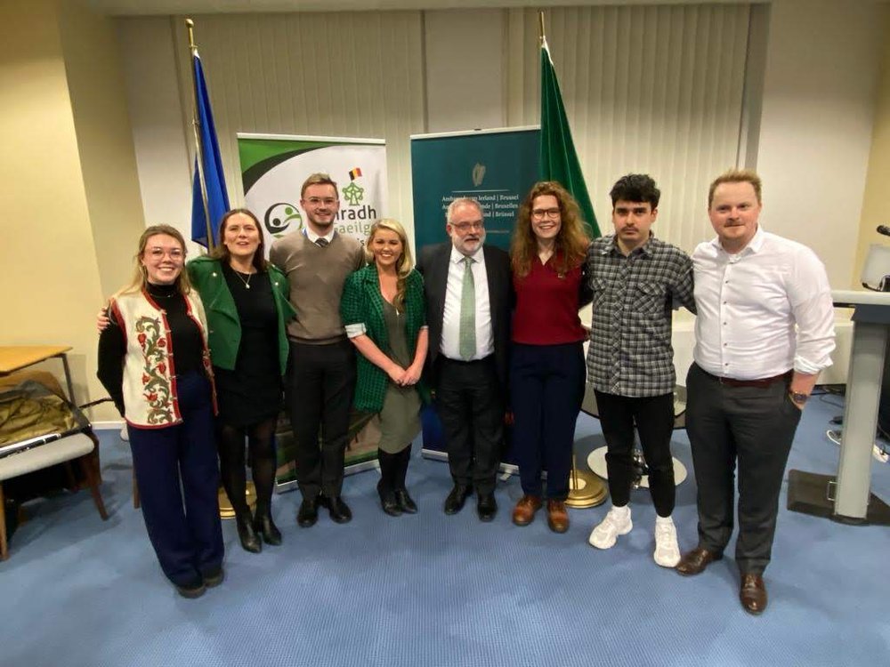 Founders of Conradh na Gaeilge Brussels at the Irish Embassy in Belgium