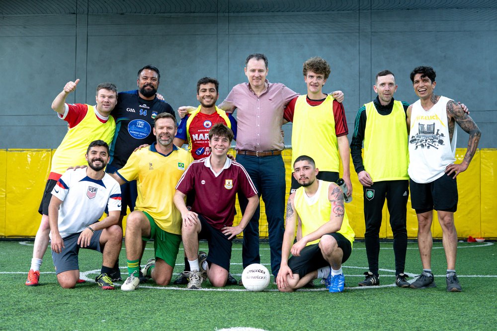 The team posing with  Irish Minister for Sport and Postal Policy, Charlie McConalogue during his visit to Colombia for St Patrick’s Day.