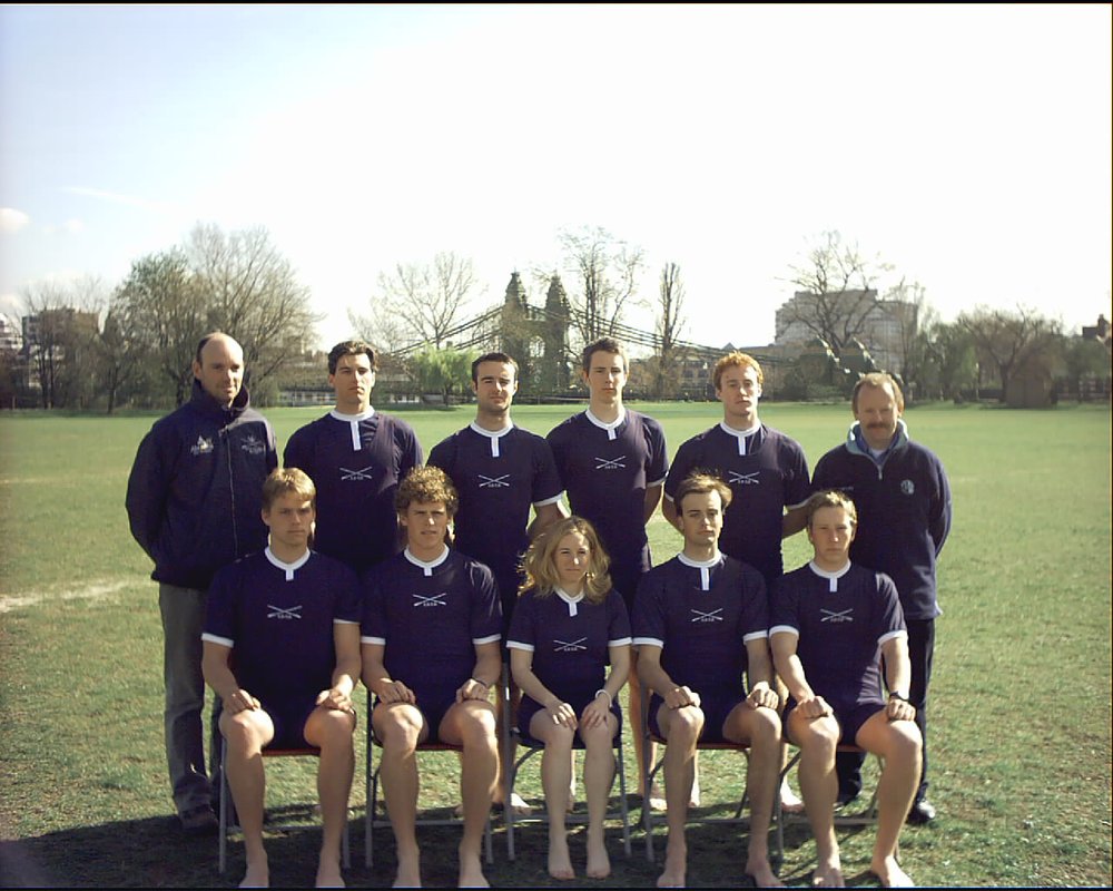 Isis Boat team photo, Ciarán pictured in the back row third from the left, 2003