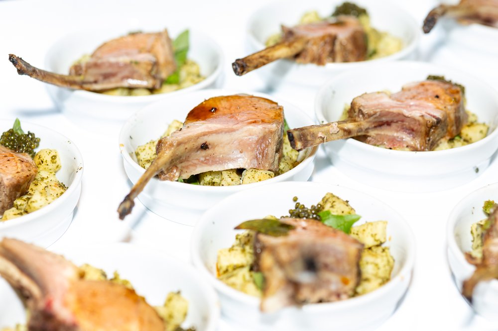 Bowls of Irish lamb leg