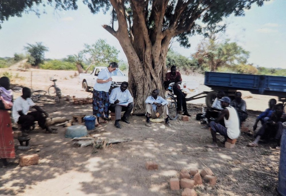 Sr. Mary Lucey with the community in Pemba
