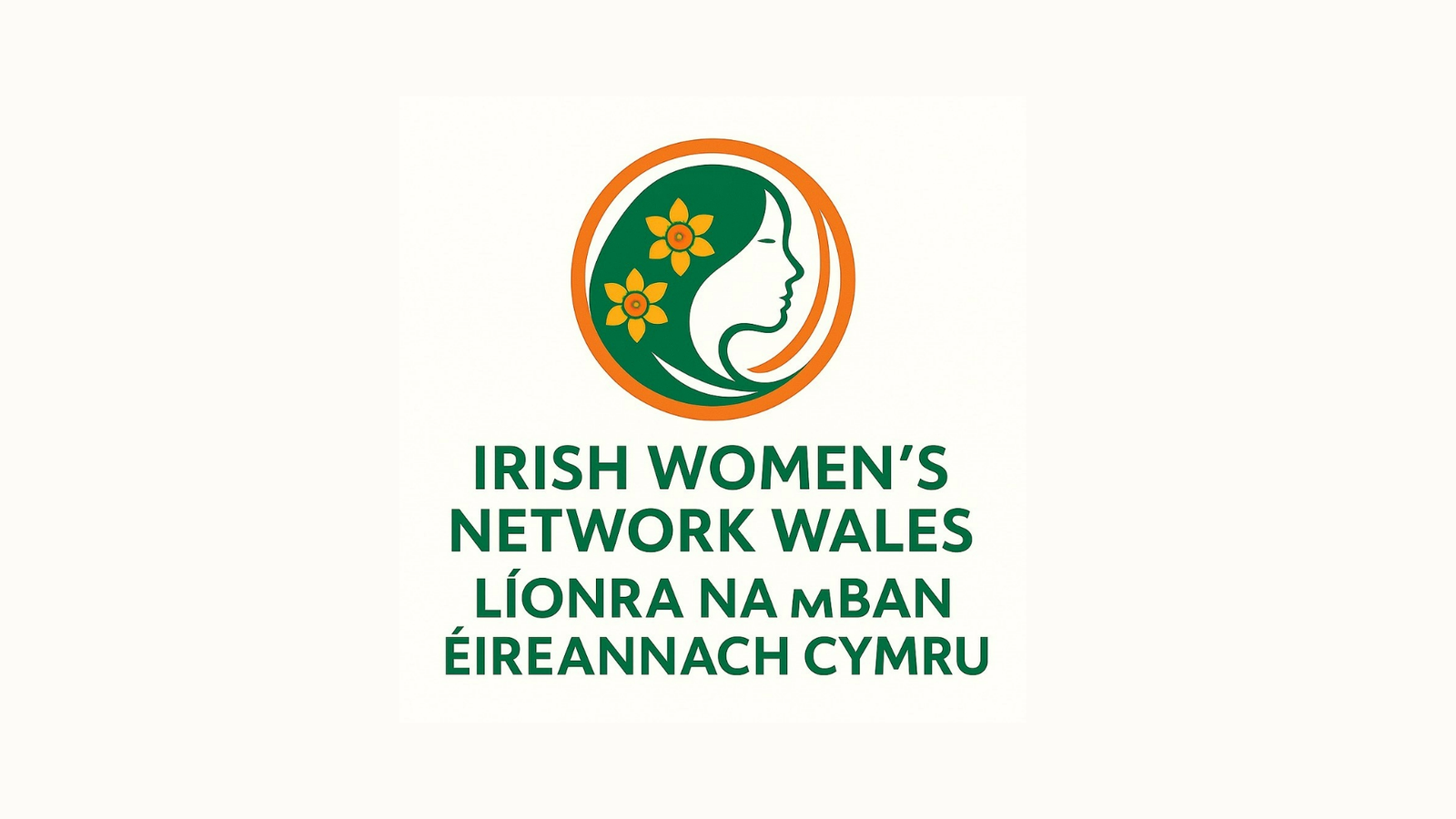 Irish Women's Network Wales logo featuring a silhouette of a women with flowers in her hair