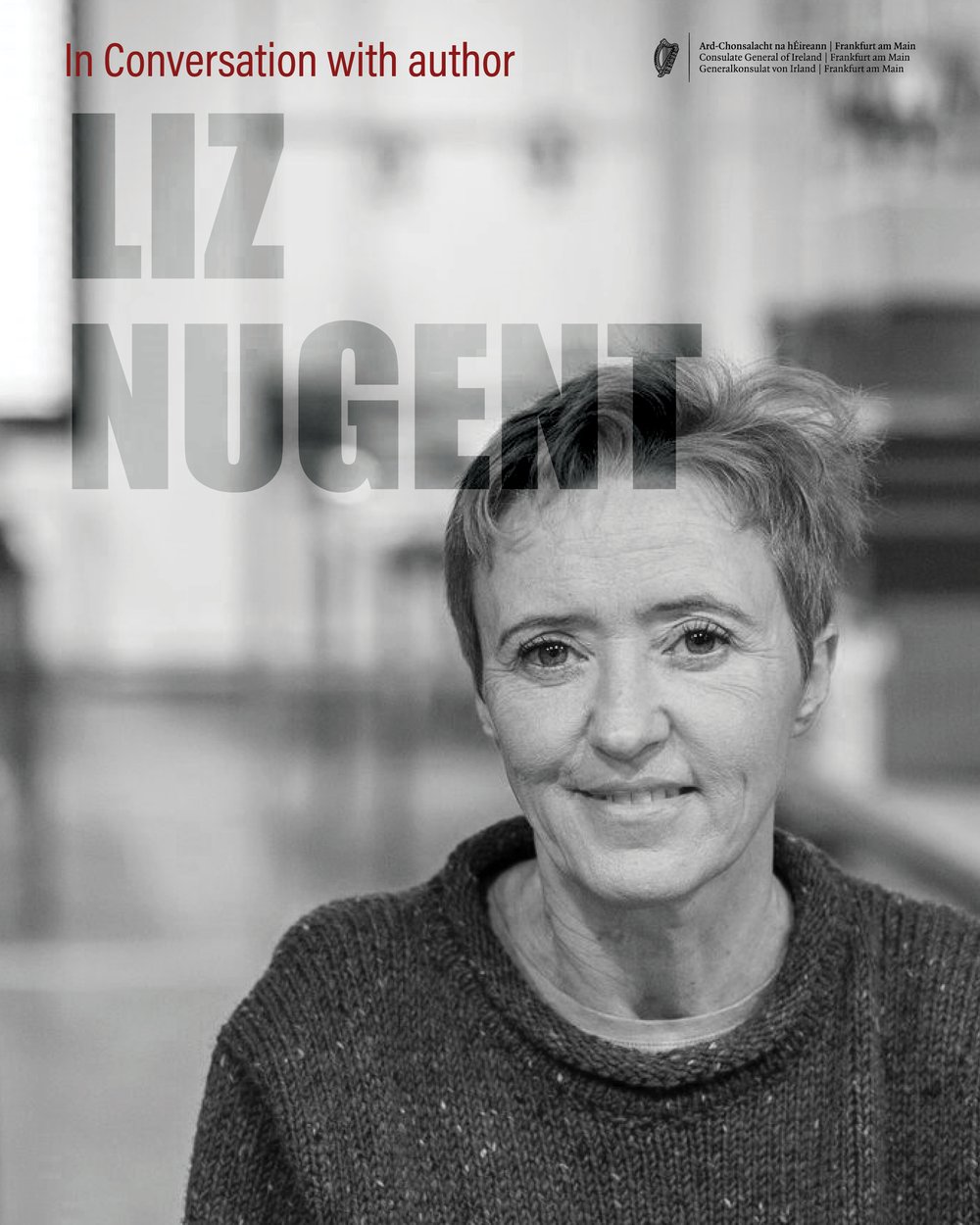 Promotional graphic featuring Liz Nugent