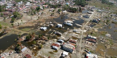 Aftermath of tsunami in Indonesia