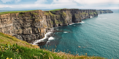 Aerial view of the cliffs of moher