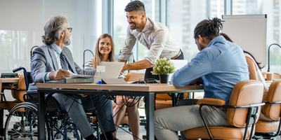A diverse group of people at work