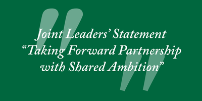 Text reading "Joint Leaders’ Statement “Taking Forward Partnership with Shared Ambition”"
