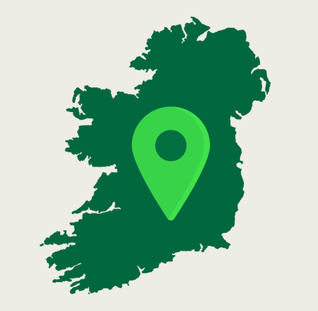 Map of Ireland with pin icon
