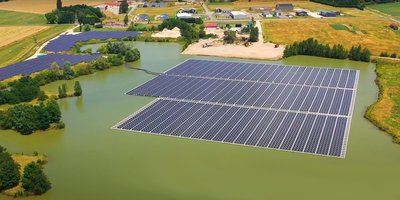 Solar power grids in the French countryside.