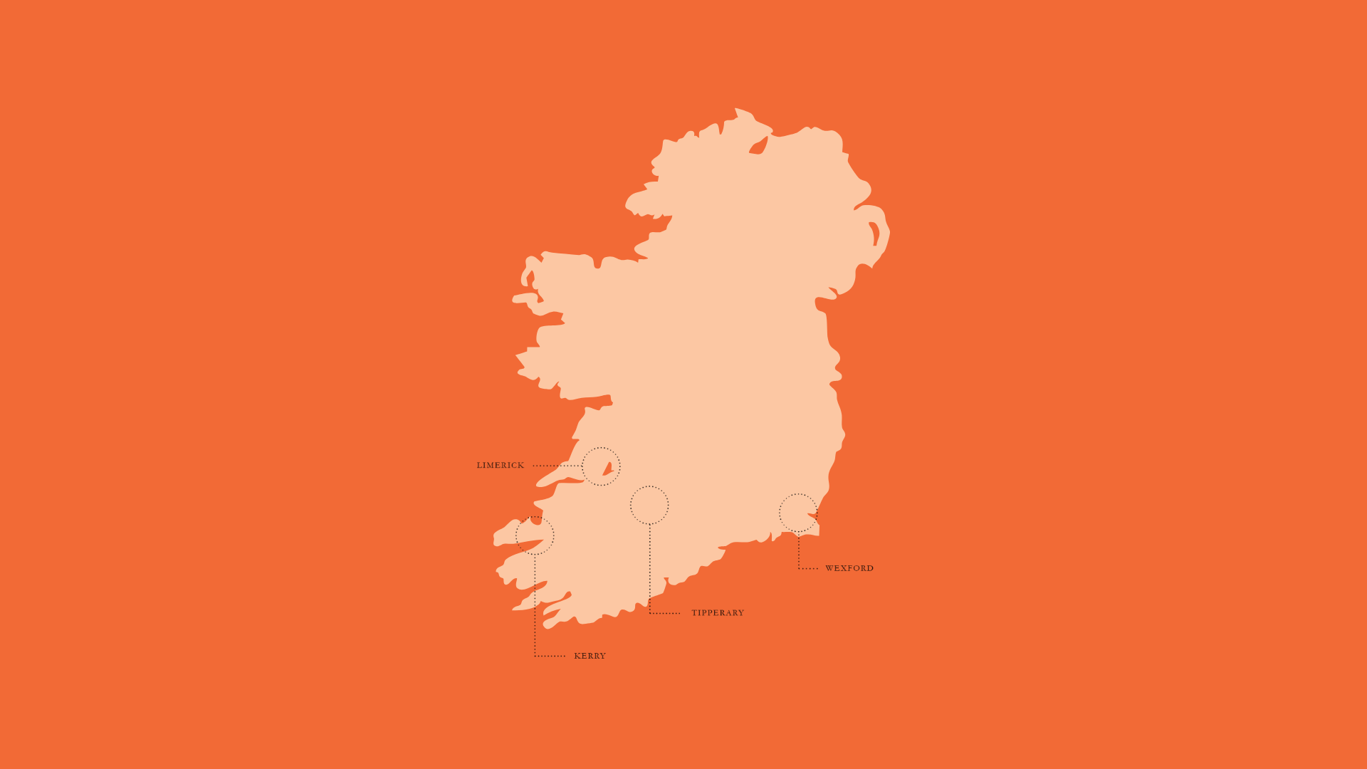 Map of Ireland outlining the south coast