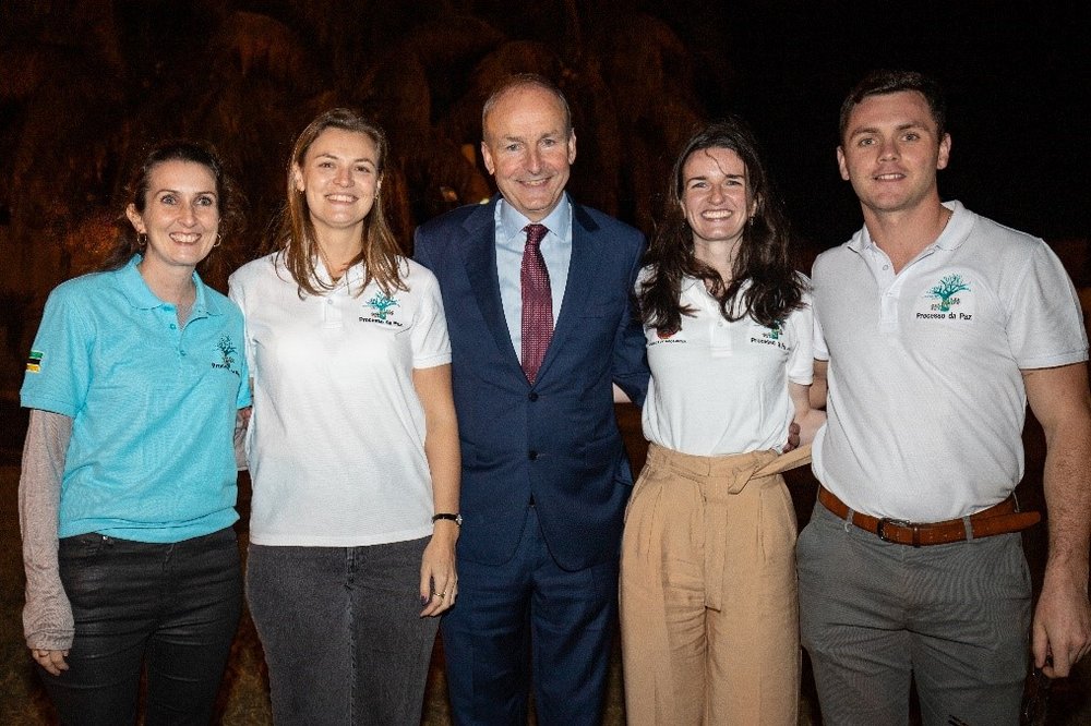 Irish Peace Secretariat workers pictured with Tánaiste Micheál Martin on his visit to Mozambique in 2023