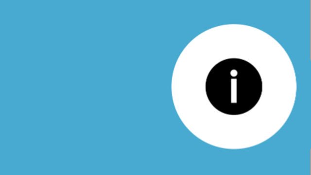 A blue background with a black and white 'information' symbol.