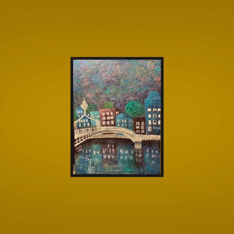 A painting of the Ha'Penny bridge