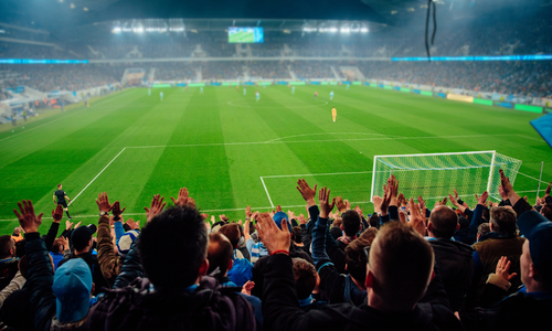 View out to football pitch from stands