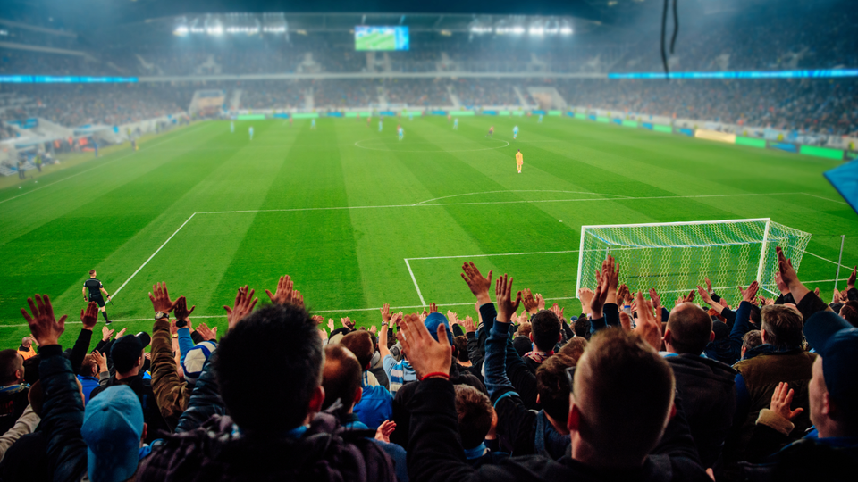 View out to football pitch from stands