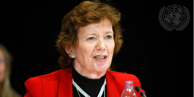 Mary Robinson, former United Nations High Commissioner for Human Rights, moderates an event